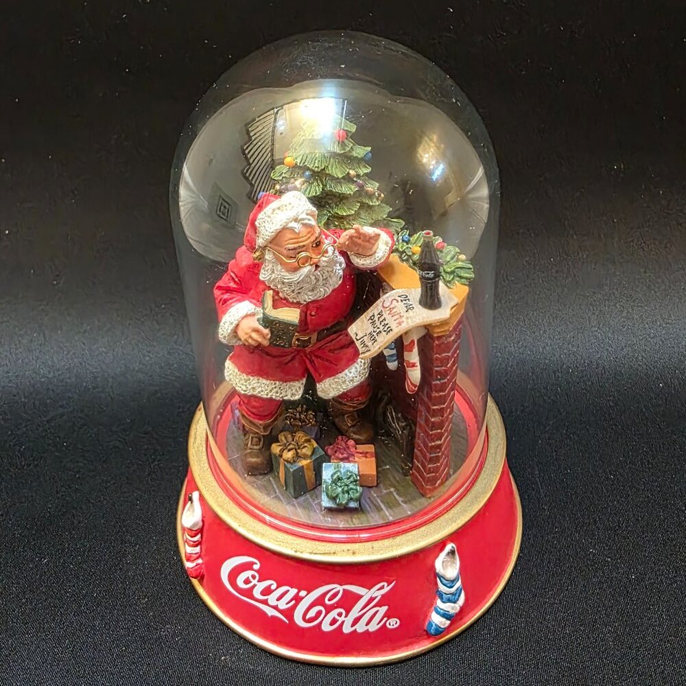 Franklin Mint 1995 Coca Cola Glass Domed Dear Santa, Please Pause Here Ltd Ed
